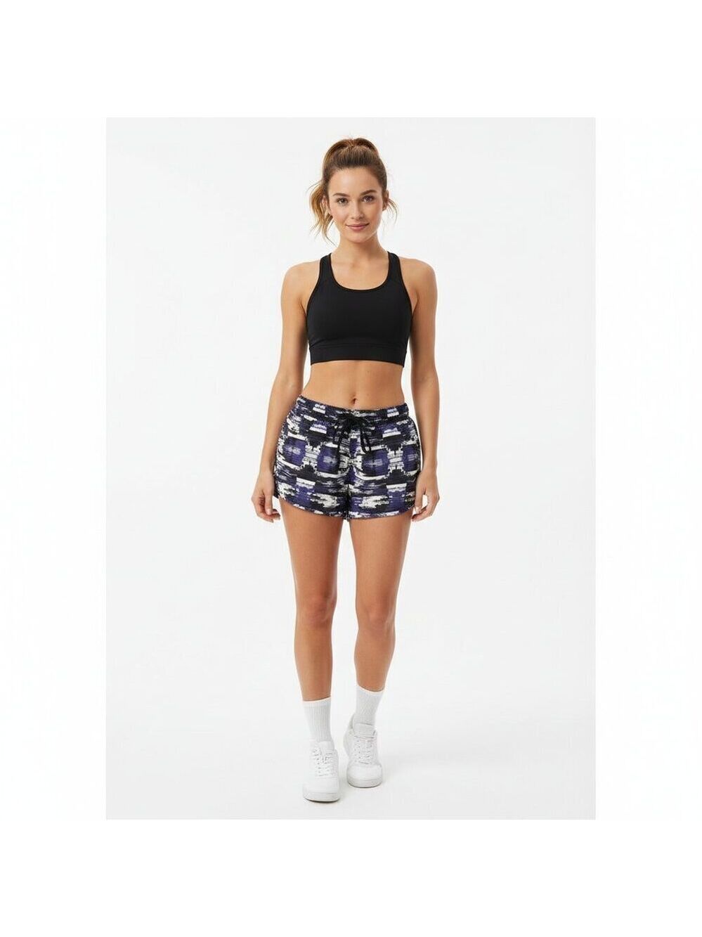 AUMNIE Abstract Print Active Shorts – Navy & Charcoal – Size S